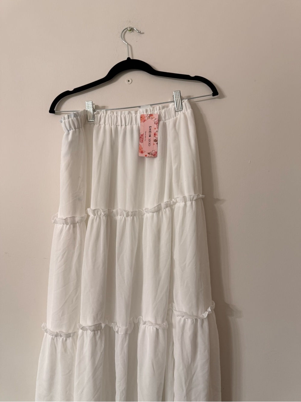 SHEIN White Tiered Maxi Skirt with Ruffle Seams